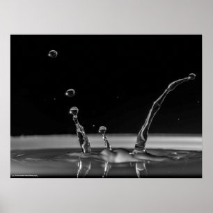 Poster Collision goutte d'eau en noir et blanc