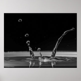 Poster Collision goutte d'eau en noir et blanc