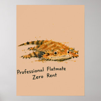 Poster Colocataire Professionnel Dragon Barbu à loyer Zér