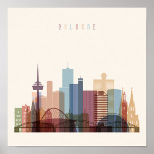 Poster Cologne, Allemagne   Ville Skyline