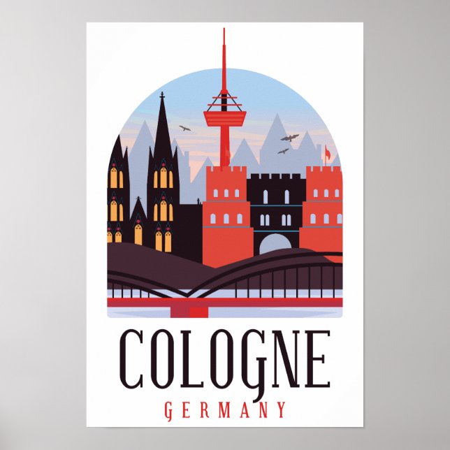 Poster Cologne Allemagne Vintage Cityscape (Devant)