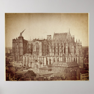 Poster Cologne Cathedral - cathédrale de Cologne en 1855