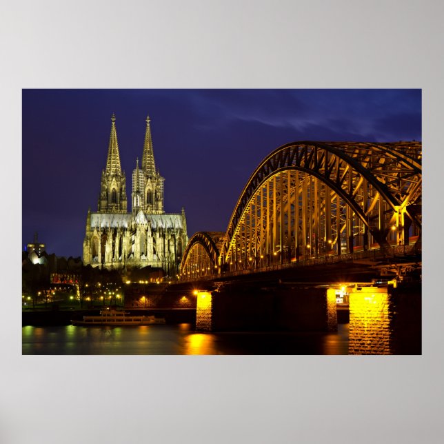 Poster Cologne - Cathédrale au crépuscule (Devant)
