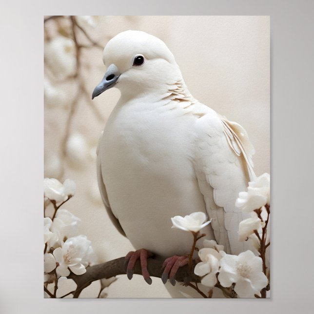Poster Colombe Blanche Élégante (Devant)