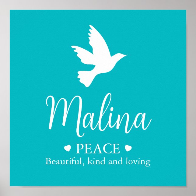 Poster Colombe blanche Signification du nom Malina aqua (Devant)