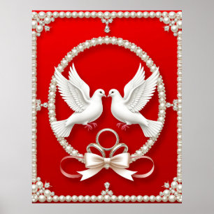 Poster Colombes blanches avec alliances
