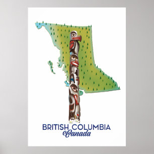 Poster Colombie-Britannique Carte du Canada.