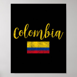 Poster Colombie Drapeau Colombien Vintage 