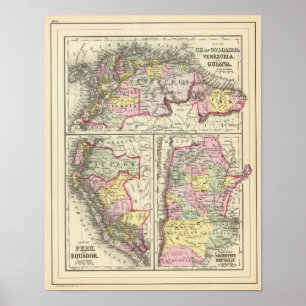 Poster Colombie, Venezuela, Guyane