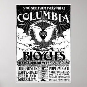Poster Colombie vintage va à vélo l'affiche de publicité
