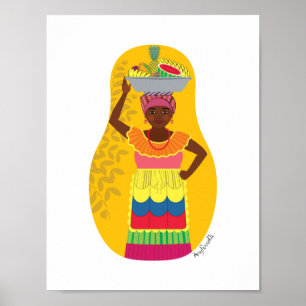 Poster Colombienne, Palenquera de Cartagena Matriochka Af