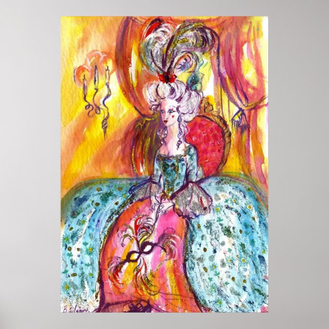 Poster COLOMBINA, DAME AVEC MASK Masquerade vénitienne (Devant)