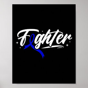 Poster Colon Cancer Fighter Blue Ribbon Mois de sensibili