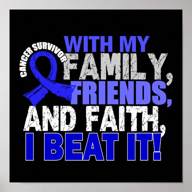 Poster Colon Cancer Survivant Famille amis Foi (Devant)