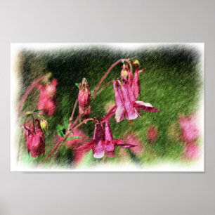 Poster Colonnes roses - Art Crayon couleur