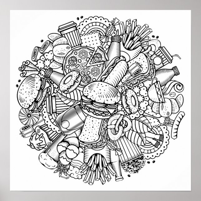 Poster Color It Fast Food Art (Devant)