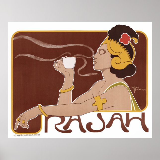 Poster Color lithograph about the coffee Rajah (Devant)