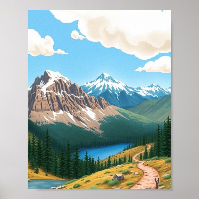Poster Colorado Mountain Landscape Wall Art (Devant)