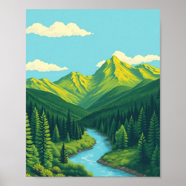 Poster Colorado Mountain Landscape Wall Art (Devant)