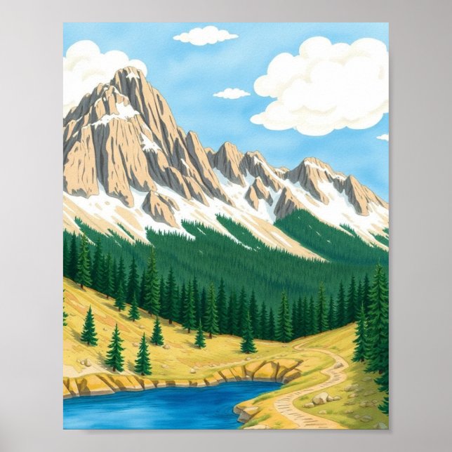 Poster Colorado Mountain Landscape Wall Art (Devant)