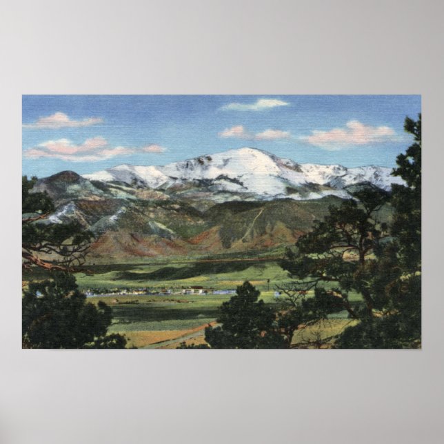 Poster Colorado Springs, CO - Pikes Peak (Devant)