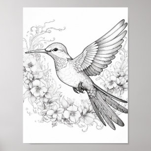 Poster Coloration adulte de colibri