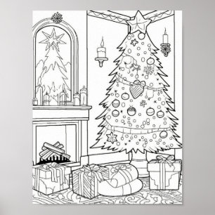 Poster Coloration adulte de l'arbre de Noël
