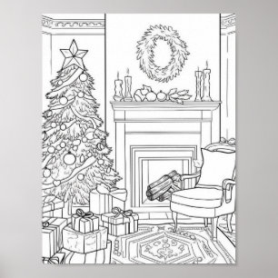 Poster Coloration adulte de l'arbre de Noël
