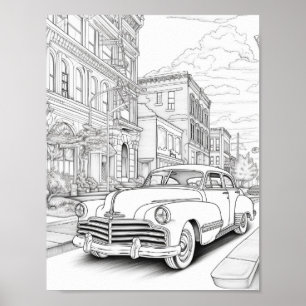 Poster Coloration adulte de voiture classique