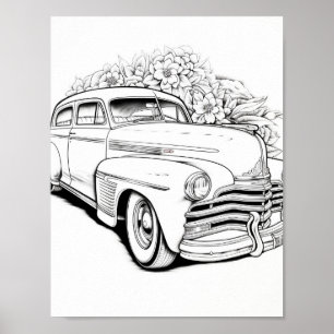 Poster Coloration adulte de voiture classique