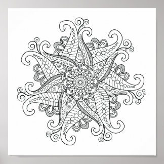 Poster Coloration de l'affiche Mandala