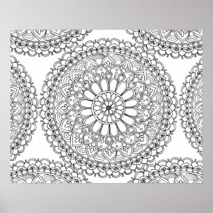 Poster Coloration florale des adultes Mandala