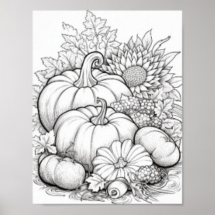 Poster Coloration pour adultes automne/automne