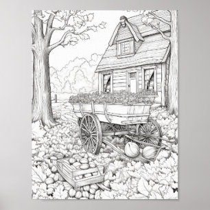 Poster Coloration pour adultes automne/automne