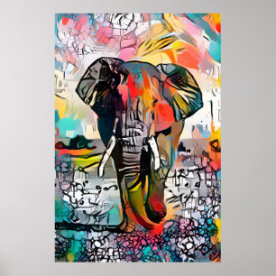 Poster coloré Abstrait Elephant