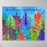 Poster Coloré Aquarelle Pine Arbres