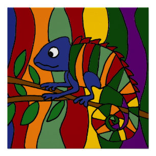 Poster coloré Chameleon Art Abstrait