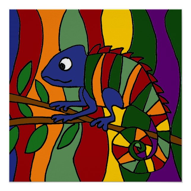 Poster coloré Chameleon Art Abstrait (Devant)