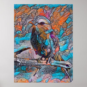 Poster coloré d'oiseaux Abstraits