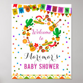 Poster Coloré Fiesta Culture Cactus Baby shower Bienvenue
