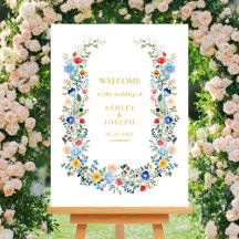Coloré Floral Élégant Mariage Or Bienvenue
