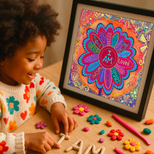 Poster Coloré Je suis Flower Inspirational Classroom