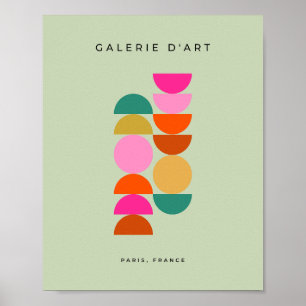 Poster Coloré Mi-Siècle moderne vert géométrique