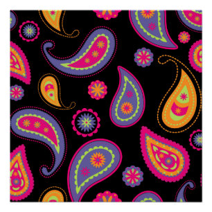 Poster Coloré Paisley sans couture Motif
