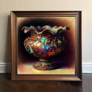Poster Coloré Pastel Dessin Antique Art Verre Bowl
