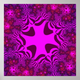 Poster Coloré rose et violet fractal