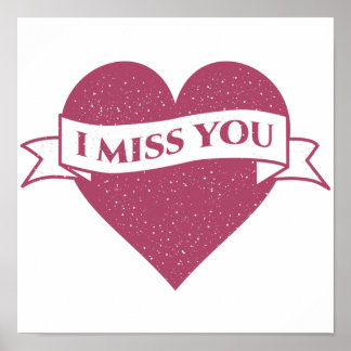 Poster Coloré rose Vous me manquez Coeur en détresse