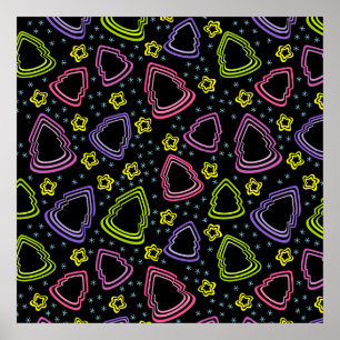 Poster coloré Sketchy Christmas Trees