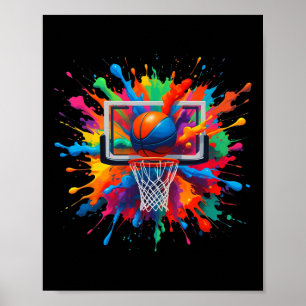 Poster Coloré Sketll Tie Dye Cercle Filet Slam Dunk Splas