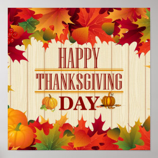 POSTER COLORÉ TOMBE MAPLE FEUILLES MERCI